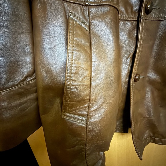 1950s Vintage REED SPORTSWEAR MEN Leather Jacket XL Brown BIKE Jacket - Picture 9 of 10